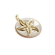 Load image into Gallery viewer, 14k yellow Gold starfish Pendant charm filigree necklace gift fine jewelry 1.1g