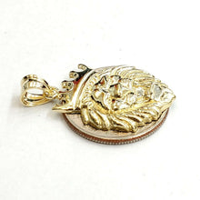Load image into Gallery viewer, 10k yellow Gold lion head face crown Leo zodiac Pendant charm fine jewelry 2.6g