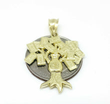 Load image into Gallery viewer, 10k yellow gold 100 dollar sign money bag tree lucky pendant charm gift 2.4g