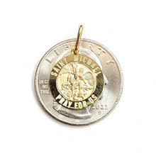 Load image into Gallery viewer, 14k solid yellow gold round saint Michael pendant fine religious gift 0.60" 2g