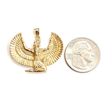 Load image into Gallery viewer, 14k yellow solid Gold Egyptian isis winged goddess Pendant fine jewelry 11.2g