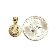 Load image into Gallery viewer, New 14k yellow gold round happy face emoji pendant charm gift fine jewelry 1.1g