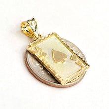 Load image into Gallery viewer, 10k yellow Gold Ace of spade Pendant playing card gambling fine jewelry 2.3g