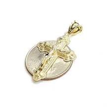 Load image into Gallery viewer, New 10k yellow gold nugget cross jesus pendant fine jewelry religious gift 1.9g