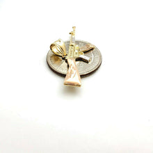 Load image into Gallery viewer, 14k 3 color Gold AK-47 machine gun military rifle Pendant charm fine gift 1.8g