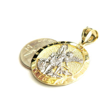 Load image into Gallery viewer, 14k two tone gold Round saint Michael pendant 1.23" fine religious jewelry 5.4g