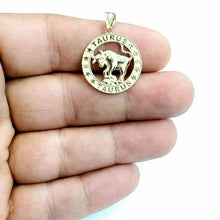 Load image into Gallery viewer, 14k yellow solid Gold round Taurus bull zodiac Pendant charm fine jewelry 2.6g