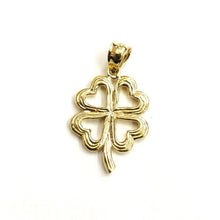 Load image into Gallery viewer, 14k yellow Gold Solid clover leaf heart lucky Pendant charm fine jewelry 2.6g