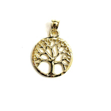 Load image into Gallery viewer, 10k Yellow gold round tree of life lucky pendant charm fine Jewelry gift 2.8g