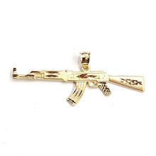 Load image into Gallery viewer, 14k yellow Gold AK-47 machine gun military rifle Pendant charm fine gift 3.4g