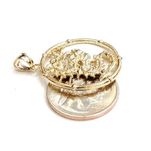 Load image into Gallery viewer, 14k yellow Gold round dragon Pendant charm solid gift fine jewelry unisex 5.5g