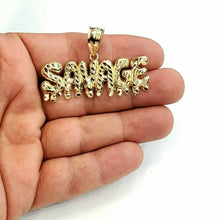 Load image into Gallery viewer, New 10k yellow Gold Savage Name Pendant charm diamond cut fine gift jewelry 5.8g
