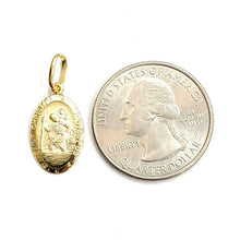 Load image into Gallery viewer, New 14k solid yellow gold oval saint Christopher pendant charm fine jewelry 1.5g