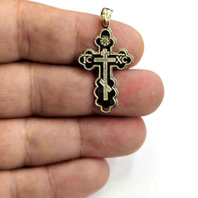 Load image into Gallery viewer, Genuine 14k yellow gold Three Bar Russian Pectoral Orthodox cross pendant 1.9g