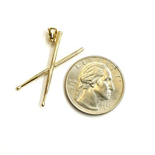 Load image into Gallery viewer, New 14k yellow Gold solid 3D Drumsticks Pendant Gift music fine jewelry 1.9g