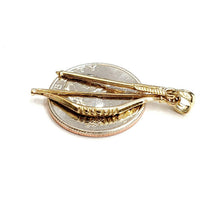 Load image into Gallery viewer, 14k yellow Gold 3D Bow and Arrow Hunting Pendant Charm Movable fine Jewelry 2.2g