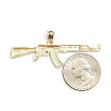 Load image into Gallery viewer, 14k yellow Gold AK-47 machine gun military rifle Pendant charm fine gift 3.4g