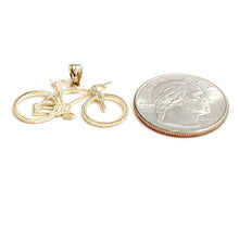 Load image into Gallery viewer, 14k yellow Gold bicycle bike Pendant charm sport biker gift fine jewelry 1.6g