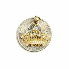 Load image into Gallery viewer, New 14k yellow gold crown pendant cubic zirconia fine gift jewelry for her 1.9g