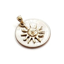 Load image into Gallery viewer, New 14k yellow gold solid sun sol pendant charm astrology gift fine jewelry 1.5g
