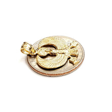 Load image into Gallery viewer, New 14k yellow Gold Scarab Egyptian falcon Pendant charm gift fine jewelry 1.8g