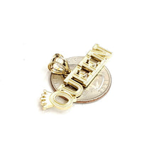 Load image into Gallery viewer, New 10k yellow Gold Queen Crown Tiara word Pendant charm gift fine jewelry 2.9g