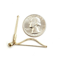 Load image into Gallery viewer, 14k yellow Gold 3D Bow and Arrow Hunting Pendant Charm Movable fine Jewelry 2.2g
