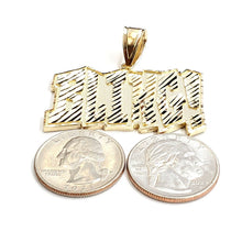 Load image into Gallery viewer, New 10k yellow Gold solid Bling word Pendant charm diamond cut fine jewelry 9.5g