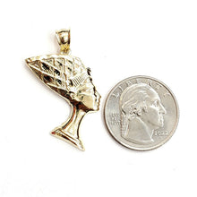Load image into Gallery viewer, 10k yellow solid Gold Egyptian queen Nefertiti head Pendant fine jewelry 2.7g