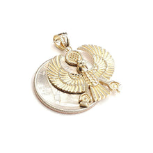 Load image into Gallery viewer, New 14k yellow Gold Scarab Egyptian falcon Pendant charm gift fine jewelry 4.6g