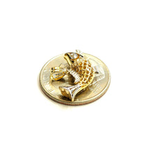 Load image into Gallery viewer, 14k Two Tone Gold 3D fish Pisces zodiac Pendant Cubic Zirconia Fine jewelry 1.6g