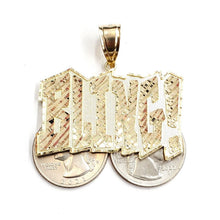 Load image into Gallery viewer, New 10k yellow Gold solid Bling word Pendant charm diamond cut fine jewelry 9.5g