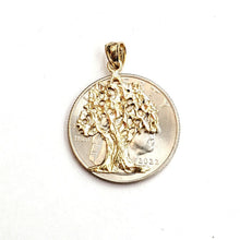 Load image into Gallery viewer, New 14k yellow gold Oak tree lucky pendant charm gift unisex fine jewelry 1.8g