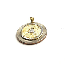 Load image into Gallery viewer, 14k Two Tone gold round virgin Caridad del Cobre pendant fine jewelry 0.69" 2g