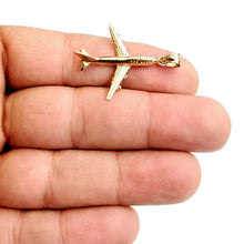 Load image into Gallery viewer, 14k yellow Gold solid Airplane Aviation 3D pendant charm gift fine jewelry 3.4g
