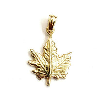 Load image into Gallery viewer, 14k yellow gold maple leaf pendant charm gift unisex fine jewelry 1.5g