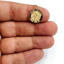 Load image into Gallery viewer, 14k solid yellow gold round saint Michael pendant fine religious gift 0.60" 2g