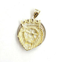 Load image into Gallery viewer, 10k yellow Gold lion head face crown Leo zodiac Pendant charm fine jewelry 2.6g
