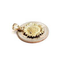 Load image into Gallery viewer, New 14k yellow Gold solid sunflower girasol Pendant charm gift fine jewelry 2.5g