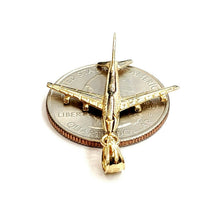 Load image into Gallery viewer, 14k yellow Gold solid Airplane Aviation 3D pendant charm gift fine jewelry 3.4g