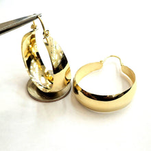 Load image into Gallery viewer, 14k yellow Gold Plain Hoop Earrings Wide Round Shiny fine jewelry for women 6.7g