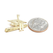 Load image into Gallery viewer, New 14k yellow gold graduation hat diploma pendant education school jewelry 2.7g