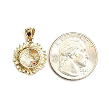 Load image into Gallery viewer, New 14k yellow Gold solid sunflower girasol Pendant charm gift fine jewelry 2.5g