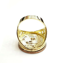 Load image into Gallery viewer, 10k yellow gold the world is yours map globe men's Ring diamond cut Size 11.5