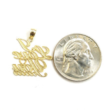 Load image into Gallery viewer, 14k yellow Gold I Love You word Pendant charm gift fine jewelry for her 1.6g