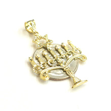 Load image into Gallery viewer, 14k yellow gold Menorah star of David Jewish Israel Charm pendant religious 3.2g