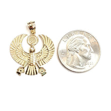 Load image into Gallery viewer, New 14k yellow Gold Scarab Egyptian falcon Pendant charm gift fine jewelry 4.6g