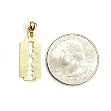 Load image into Gallery viewer, New 14k yellow gold razor blade pendant charm Fine Jewelry Gifts unisex 1.3g