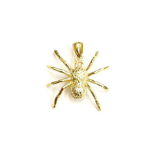 Load image into Gallery viewer, New 14k yellow Gold solid Spider Pendant charm spooky gift fine jewelry 2.9g