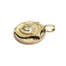 Load image into Gallery viewer, 14k yellow solid Gold lion Leo head face shield Pendant charm fine jewelry 3.7g